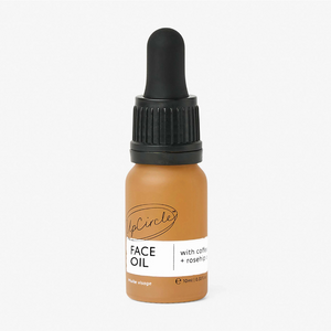 Bottle of face oil with dropper on a white background