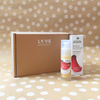 Zatik eye serum bottle and packaging on a polka dot background