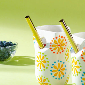 NOVICA Golden Hydration Stainless Steel Straws (set of 4)
