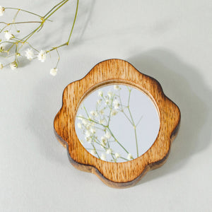 NOVICA Hand Carved Floral Wooden Hand Mirror